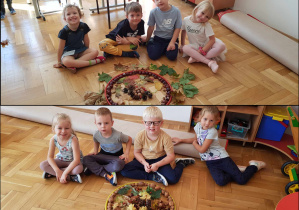 Dzieci w grupach wykonały jesienne mandale