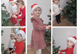 Zawieszanie ozdób na przedszkolnej choince