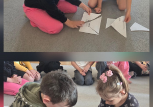 Przedszkolaki układają puzzle.